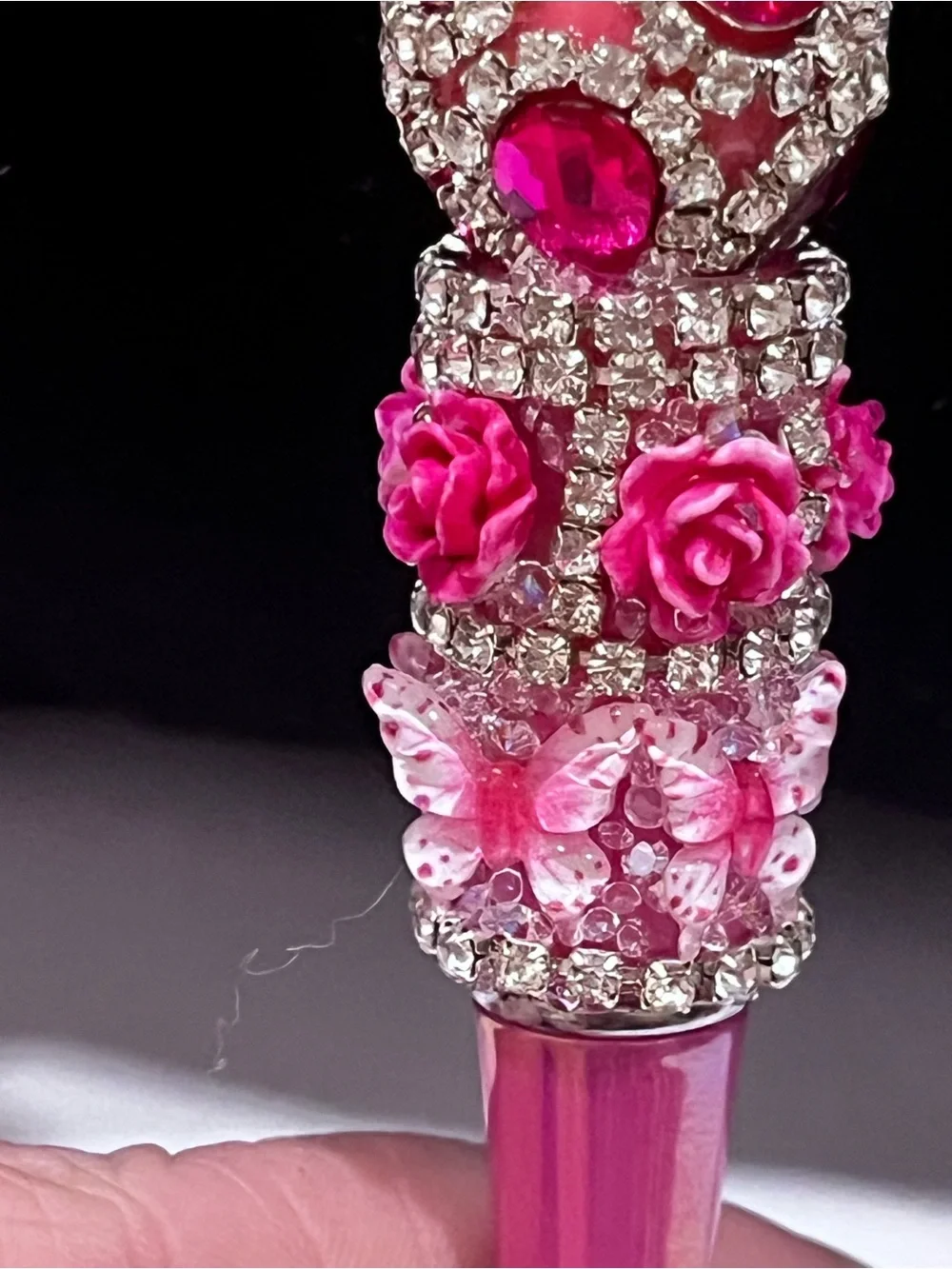 Designer inspired Pink Heart Logo silicone focal fancy beaded pen